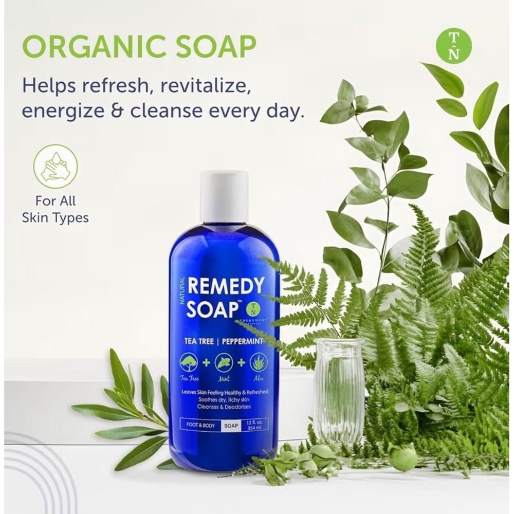 Truremedy Naturals Remedy Soap Tea Tree Peppermint Foot Body Wash 12oz Organic - Picture 2 of 3